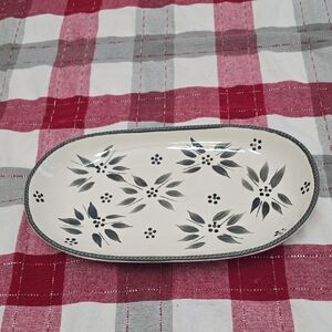 Temp-Tations By Tara Old World Ceramic Oval Salad Plate Gray Floral